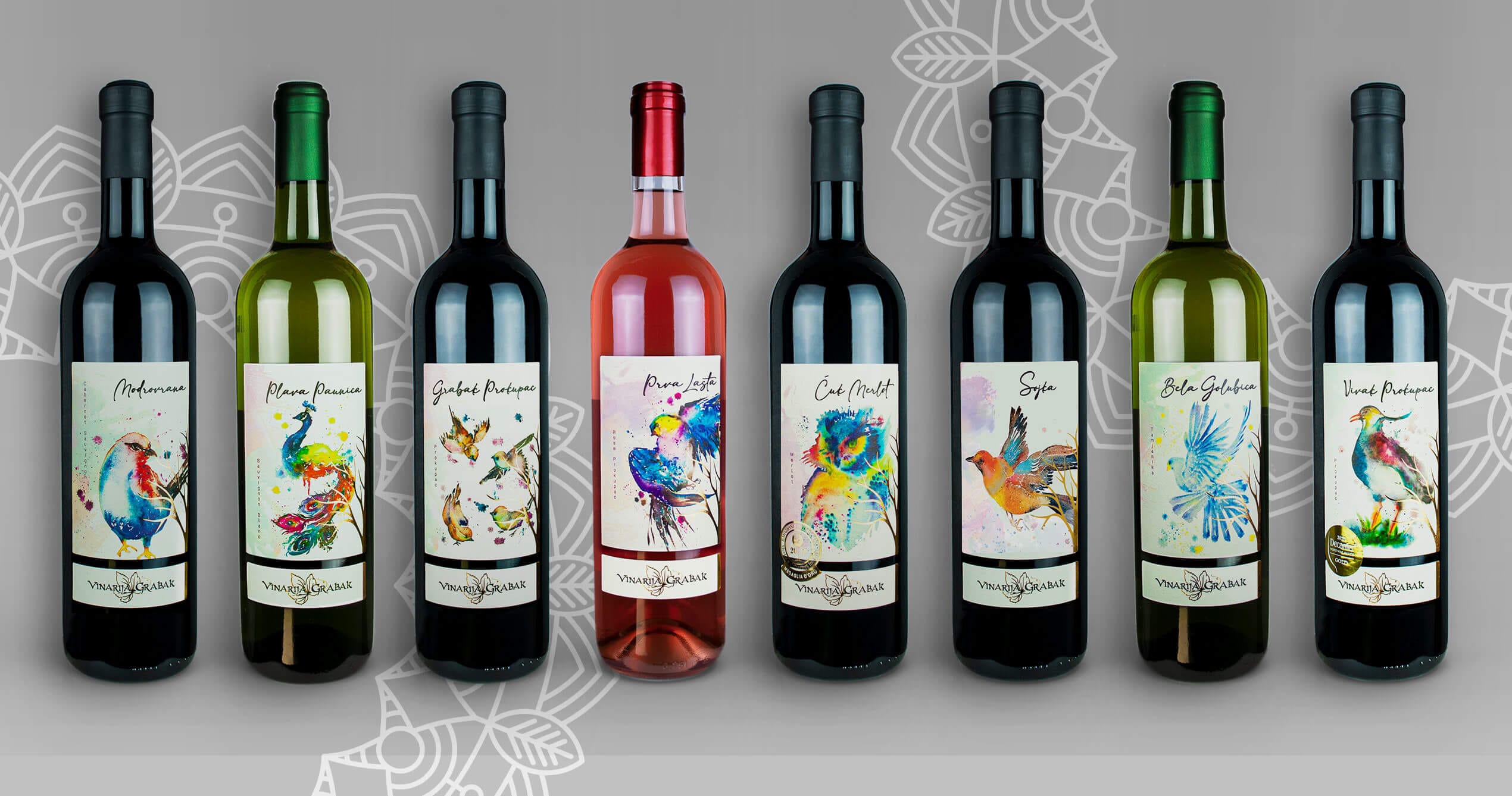 Dizajn etikete za vinske flaše Vinarija Grabak etiketa za flaše