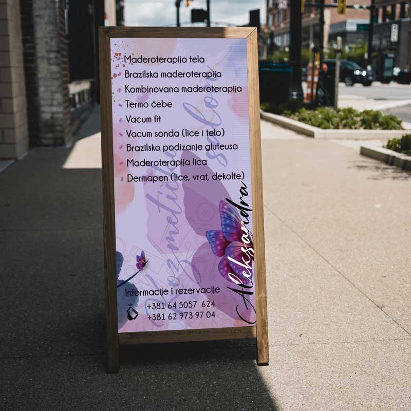 Reklamne table za restorane firme apartmane cena raklamnih tabli Aleksandra kozmetički salon